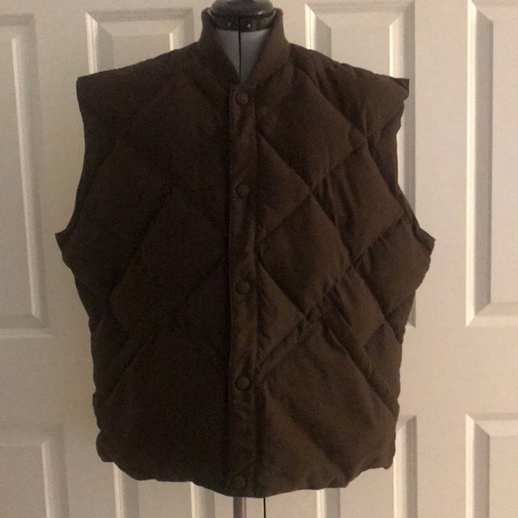 Cabelaâs Goose Down Filled Brown Quilted Puffer Vest Hunter Outdoorsman L